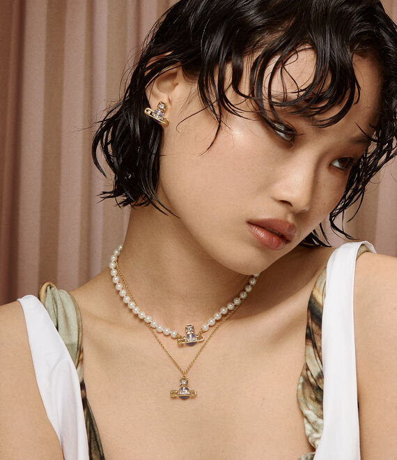 国内発送【Vivienne Westwood】kitty pendant Kitty Pendant Necklace in GOLD-CRYSTAL-Crystal-VIOLET